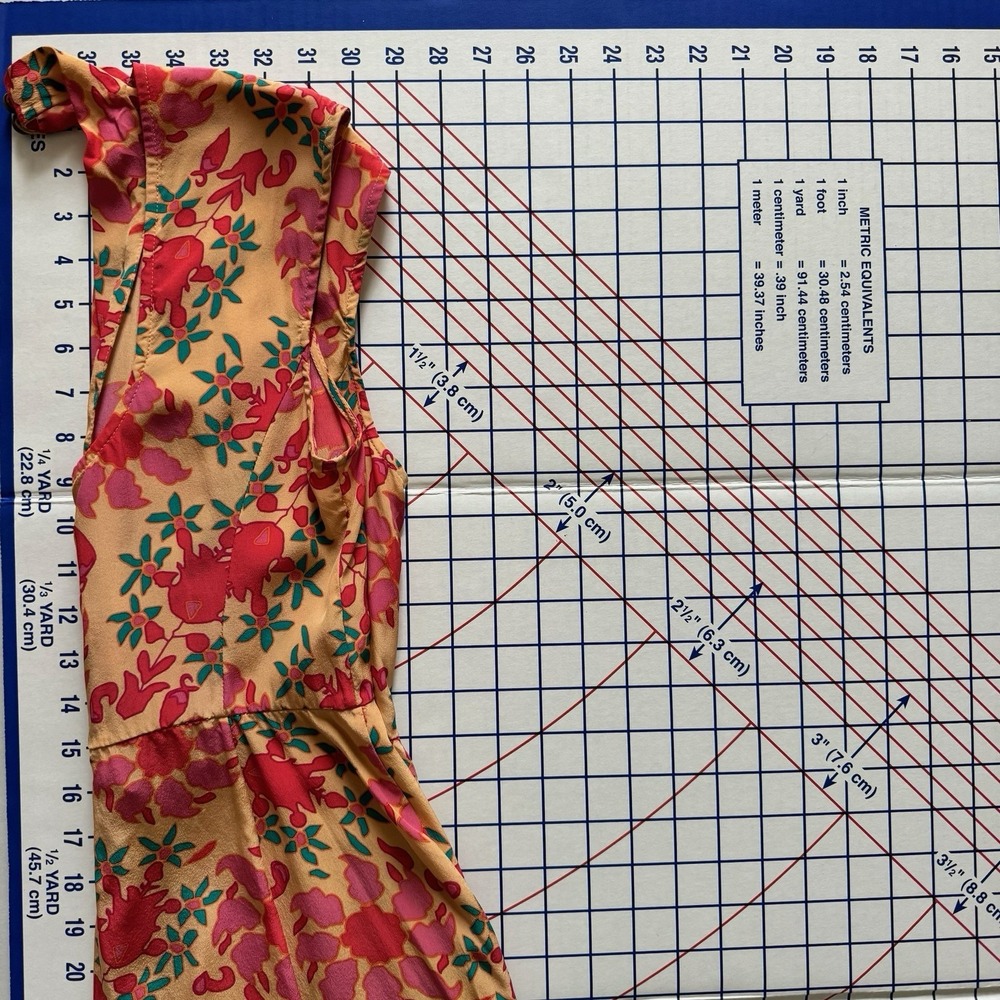 Tracy Reese 100% Silk Dress 4 Floral Y2K Smocked Orange Red Bright Open Back - Picture 10 of 14